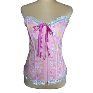 Little For Big Women's Usagi Moon Boned Corset Pink kawaii fairy coquette size S